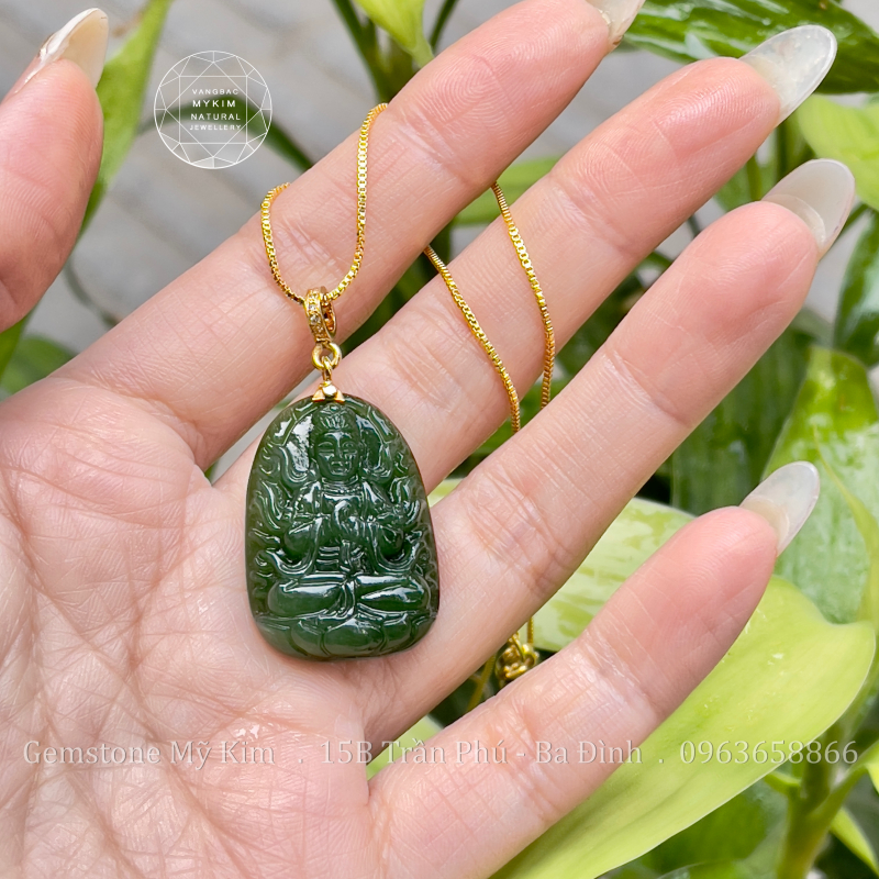 Phật Bản Mệnh Ngọc Bích Nephrite - Phật Như Lai Đại Nhật - Tuổi Mùi - Thân