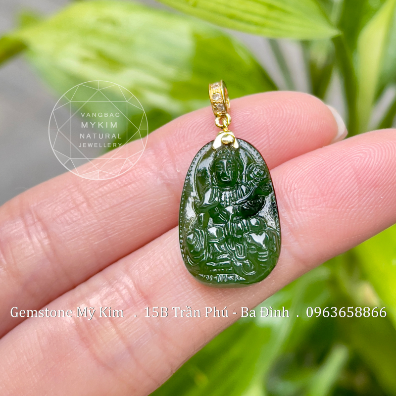 Phật Bản Mệnh Ngọc Bích Nephrite – Phổ Hiền Bồ Tát -  Tuổi Thìn và Tỵ