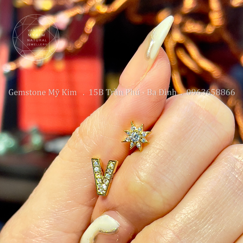 Bông Tai Chữ  - Ngôi Sao Vàng 14k