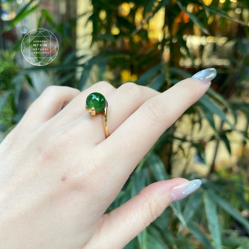 Nhẫn Ngọc Bích Nephrite • Vàng 10k • Trang Sức Phong Thủy Tài Lộc & Bình An