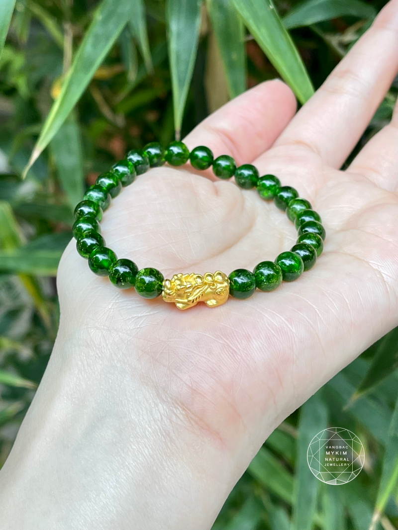 Vòng Diopside VIP - Charm Tỳ Hưu Vàng 24k