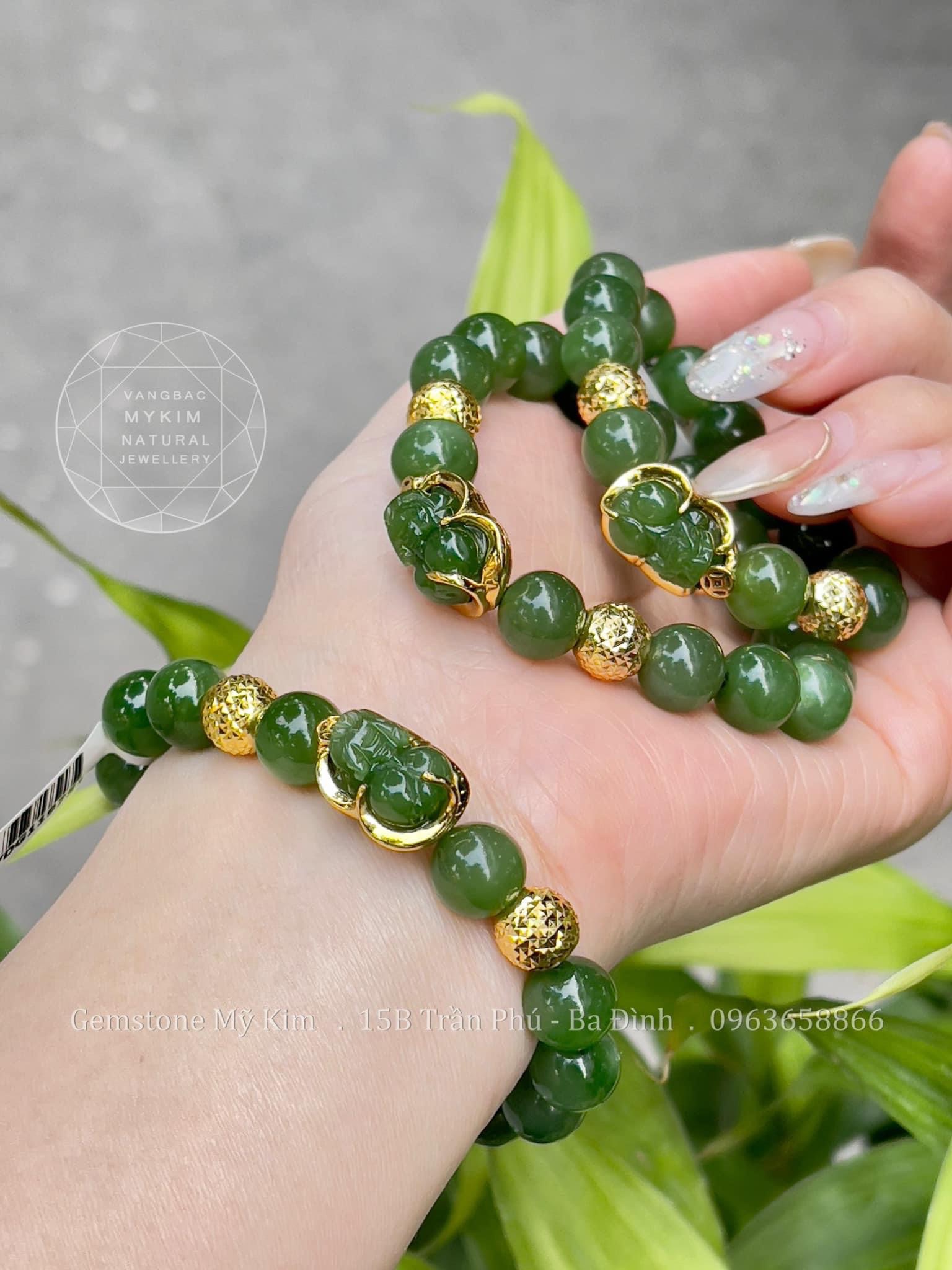 Vòng Ngọc Bích Nephrite • 🐉 Bọc Tỳ Hưu Vàng 10k • Trang Sức Phong Thủy Chiêu Tài, Hộ Thân