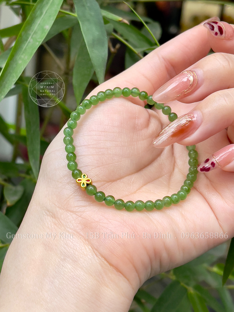 Vòng Ngọc Bích 4mm VIP • ✨ Mix Vàng • Trang Sức Phong Thủy Tài Lộc, Bình An