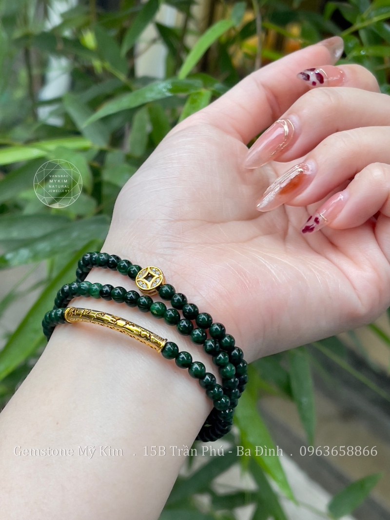 Chuỗi Vòng Đá Sơn Thủy mix Charm Vàng 10k - Ummani - Kim Tiền