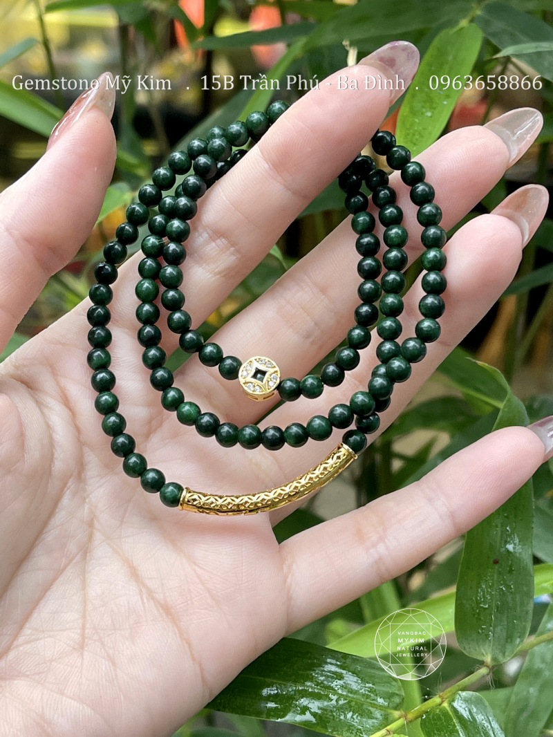 Chuỗi Vòng Đá Sơn Thủy mix Charm Vàng 10k - Ummani - Kim Tiền