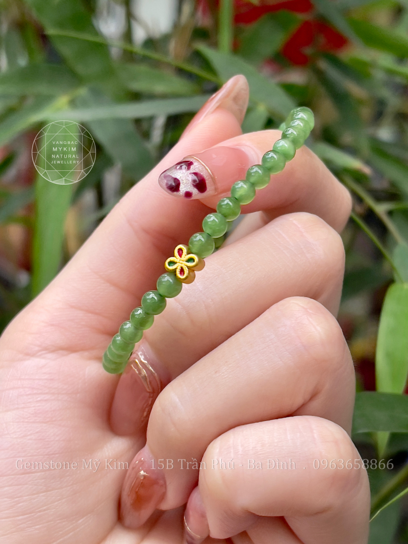 Vòng Ngọc Bích 4mm VIP • ✨ Mix Vàng • Trang Sức Phong Thủy Tài Lộc, Bình An
