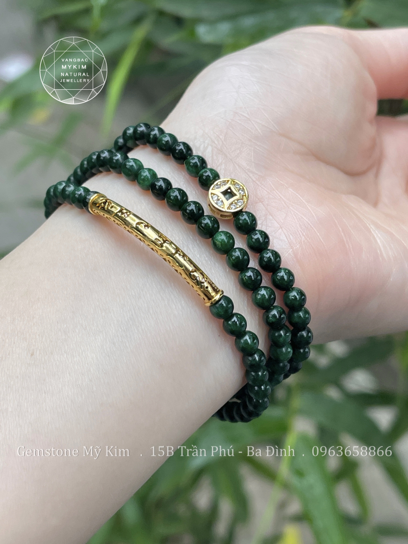 Chuỗi Vòng Đá Sơn Thủy mix Charm Vàng 10k - Ummani - Kim Tiền