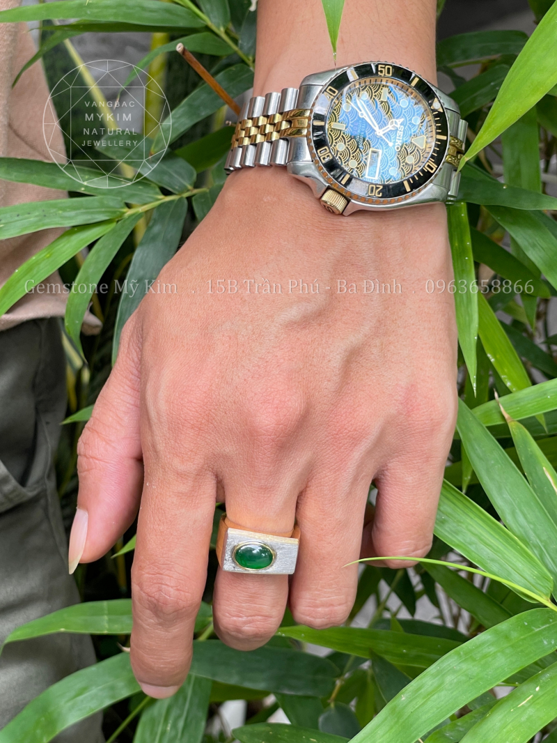 Nhẫn Nam đính Ngọc Phỉ Thúy Jadeite VIP - Vàng 14k
