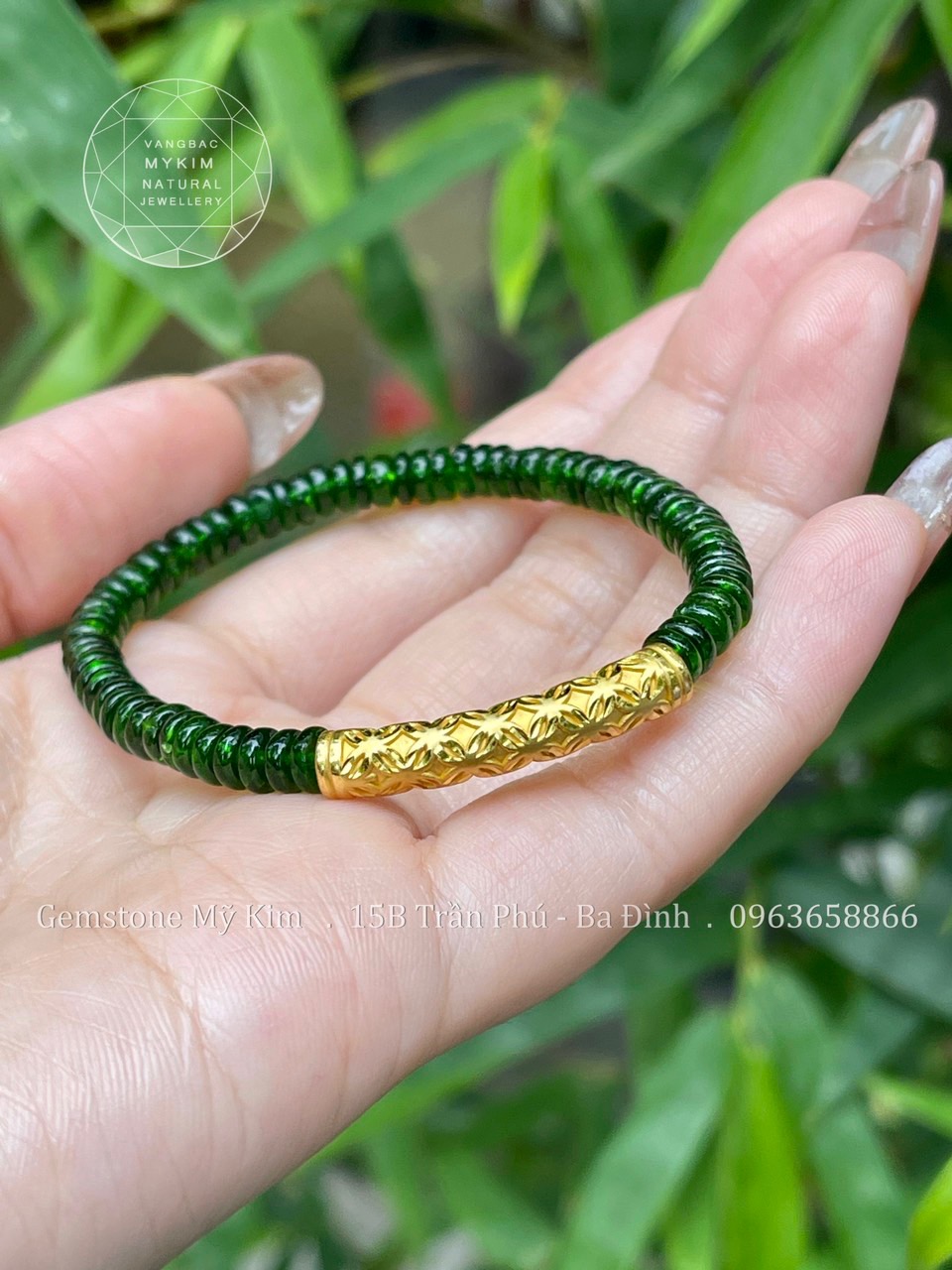 Vòng Diopside VIP - Charm Thanh Kim Tiền Vàng 24k