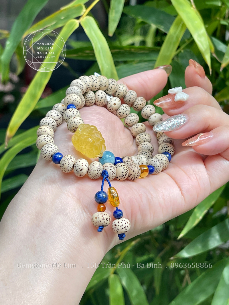 Chuỗi Vòng Bồ Đề mix Hổ Phách - Lapis - Aqua