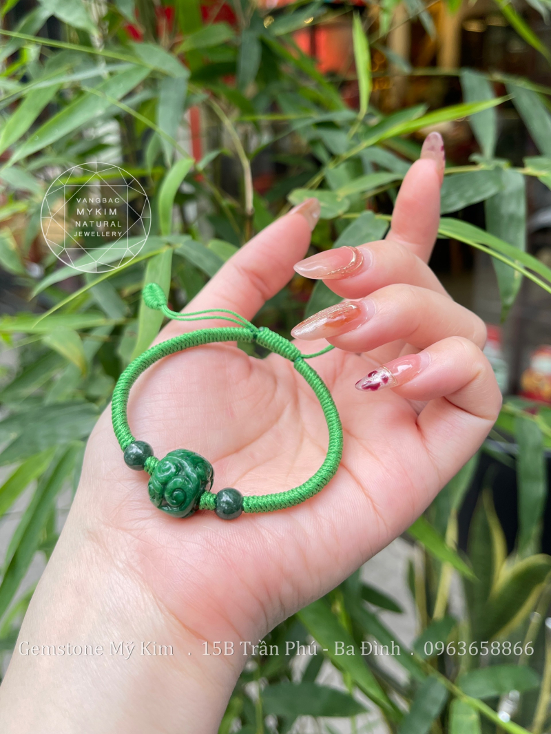 Dây Tết Charm Ngọc Phỉ Thúy điêu khắc - Jadeite VIP
