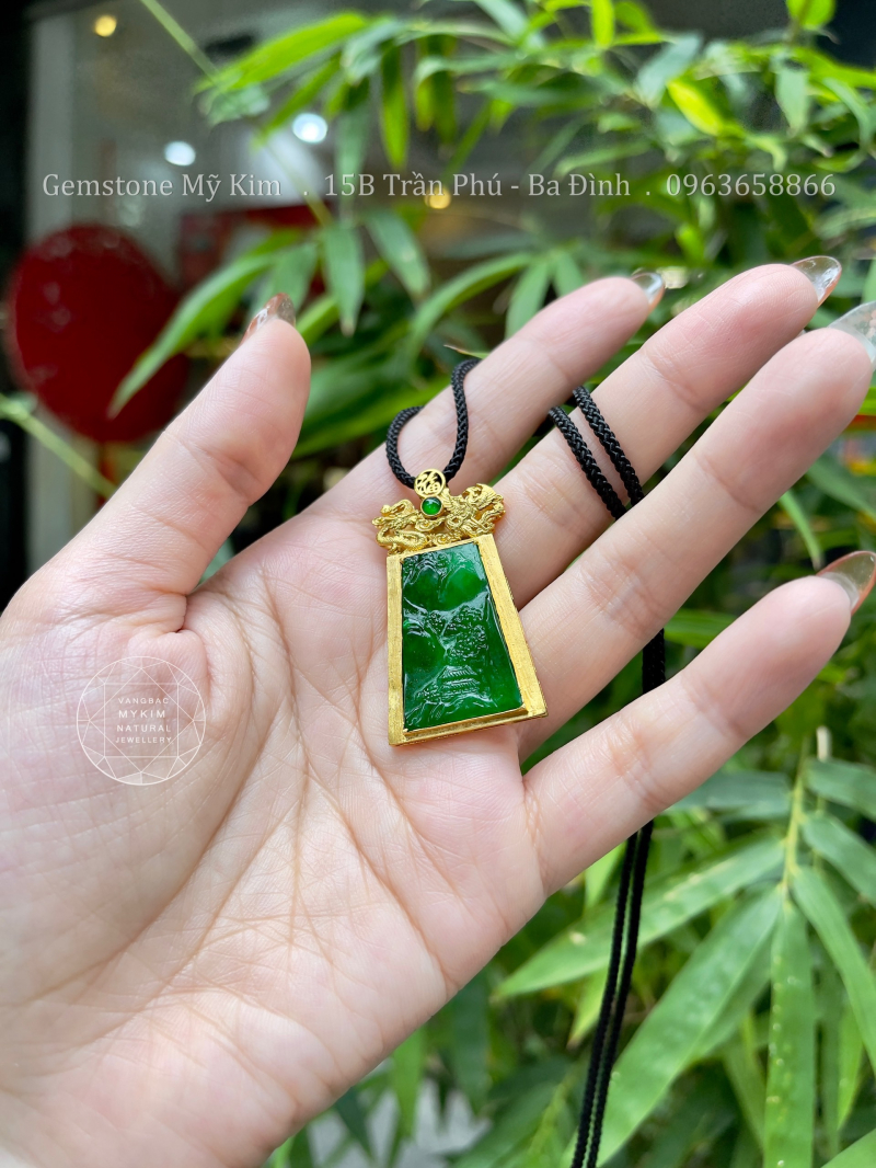 Mặt Dây Long Phụng - Ngọc Phỉ Thúy - Jadeite VIP - Vàng 14k