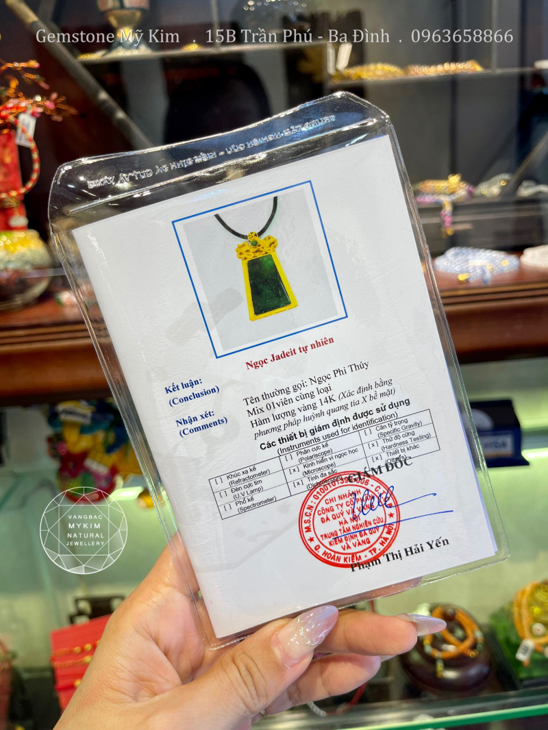 🐉 Mặt Dây Long Phụng – Ngọc Phỉ Thúy Jadeite VIP – Bọc Vàng 14K