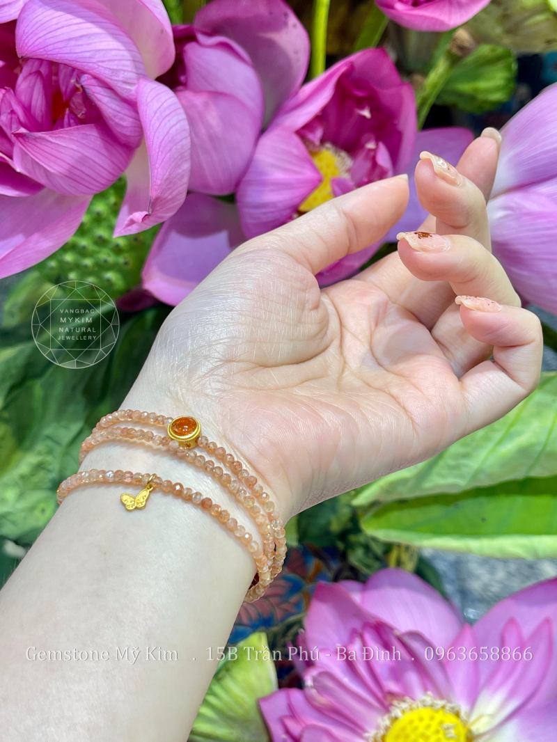 Set Vòng Đá Mặt Trời - Sunstone mix PK Bạc mạ vàng 24k