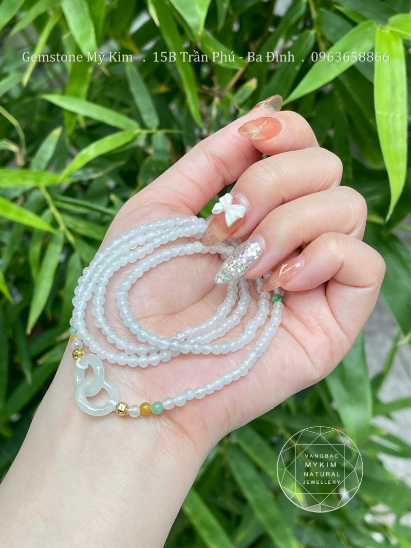 ♾️ Vòng Băng Ngọc Phỉ Thúy – Jadeite VIP – mix Vàng 10k & Charm Vô Cực