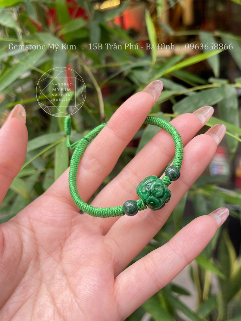 Dây Tết Charm Ngọc Phỉ Thúy điêu khắc - Jadeite VIP