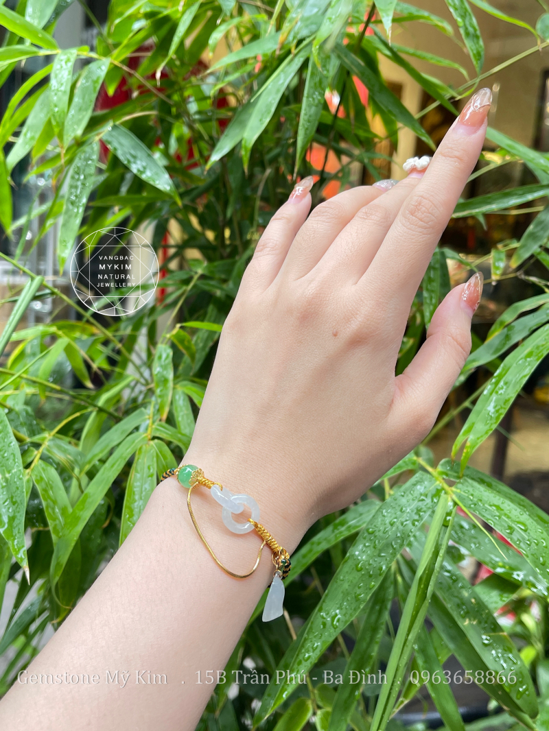 Dây Tết Charm Ngọc Phỉ Thúy Jadeite Vip - Vàng 14k + 18k