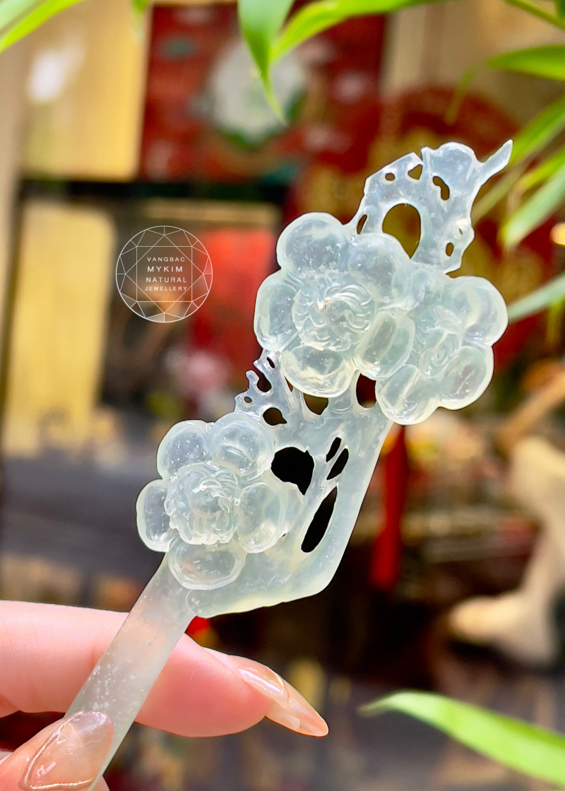 Trâm Cài Tóc Ngọc Serpentine VIP - Hoa Mai Điêu Khắc