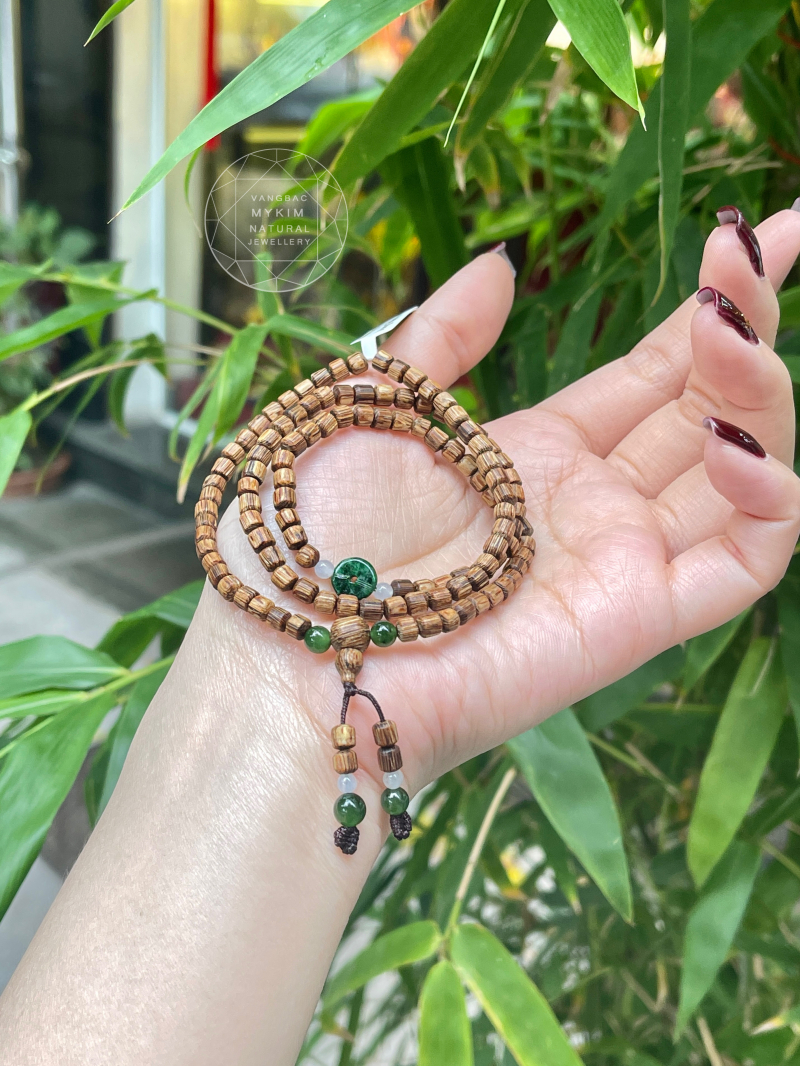Set Vòng Trầm Đốt Trúc Indo - Ngọc Phỉ Thúy Jadeite