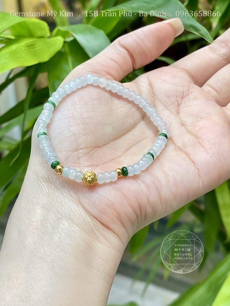 💎 Vòng Băng Ngọc Phỉ Thúy – Jadeite VIP mix Kim Tiền Vàng