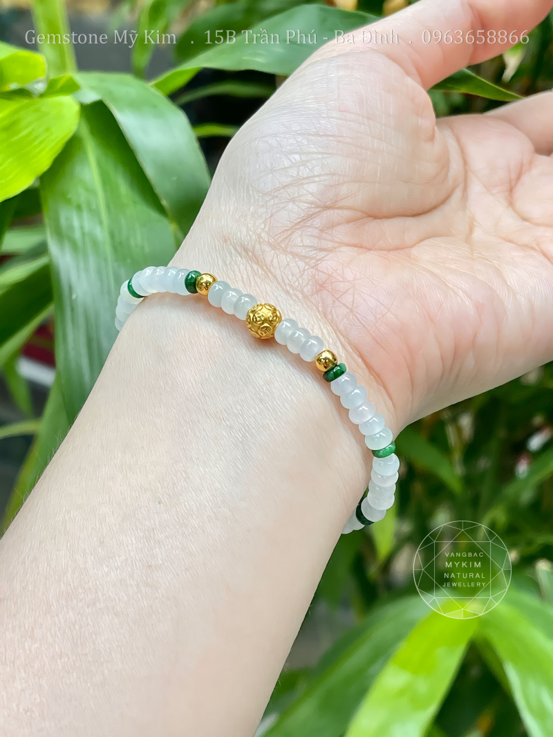 Vòng Băng Ngọc Phỉ Thúy - Jadeite VIP - mix Kim Tiền 24k
