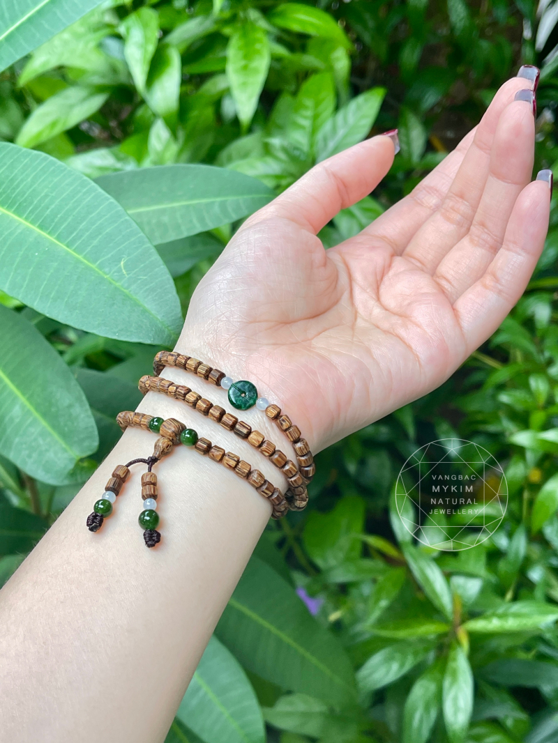 Set Vòng Trầm Đốt Trúc Indo - Ngọc Phỉ Thúy Jadeite