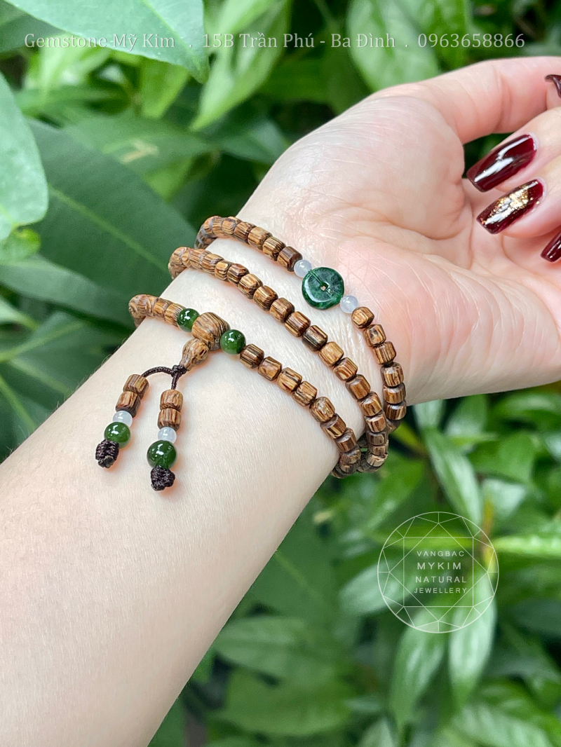 Set Vòng Trầm Đốt Trúc Indo - Ngọc Phỉ Thúy Jadeite