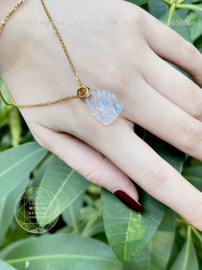 Mặt Dây Hồ Ly Đá Moonstone VIP - Vàng 10k - 14k - 18k theo yêu cầu