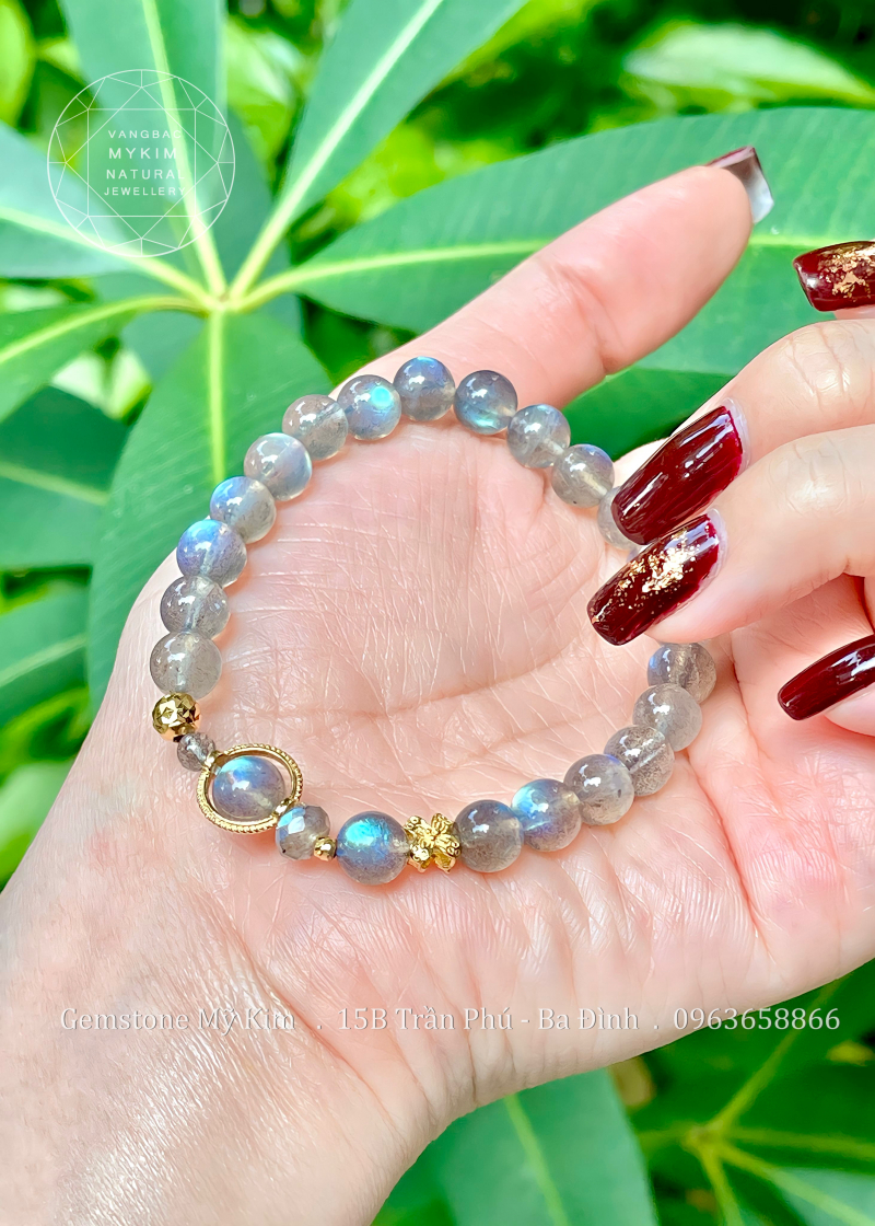 Vòng Đá Moonstone VIP - Mặt Trăng Đen - PK Vàng 10k