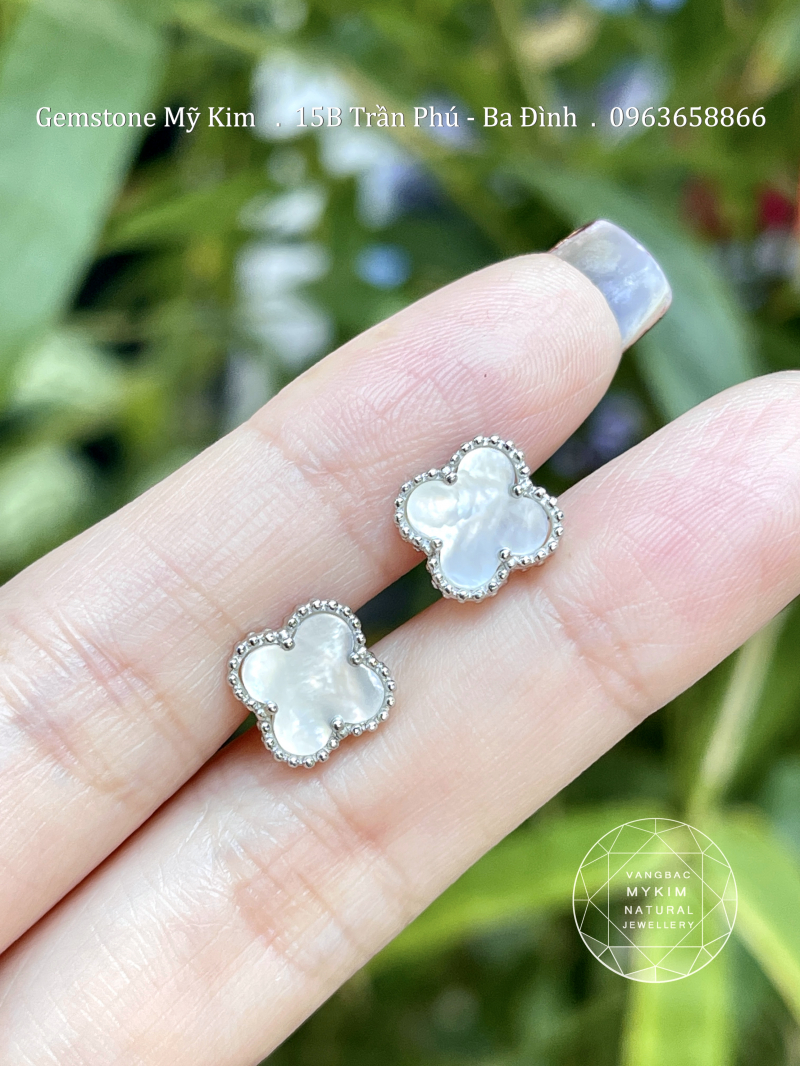 Set Dây - Bông Tai Cỏ Bốn Lá Bạc si vàng trắng cao cấp