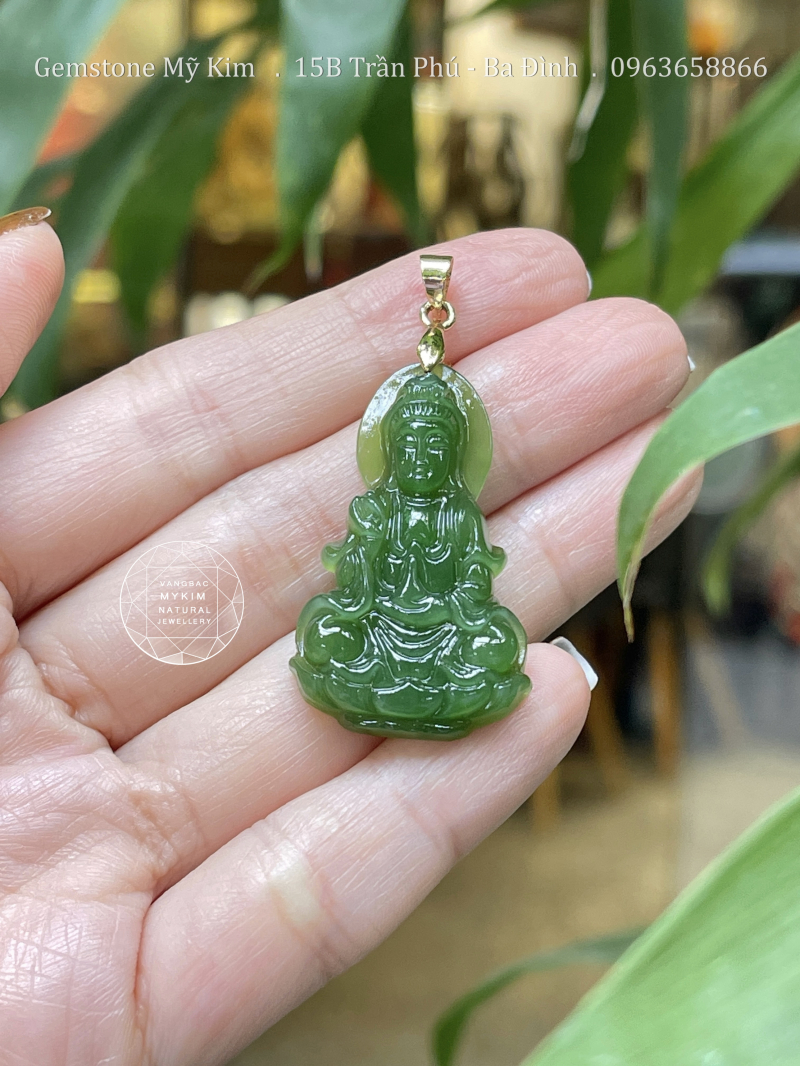 Mặt Dây Phật Bà Quan Âm - Ngọc Bích Nephire