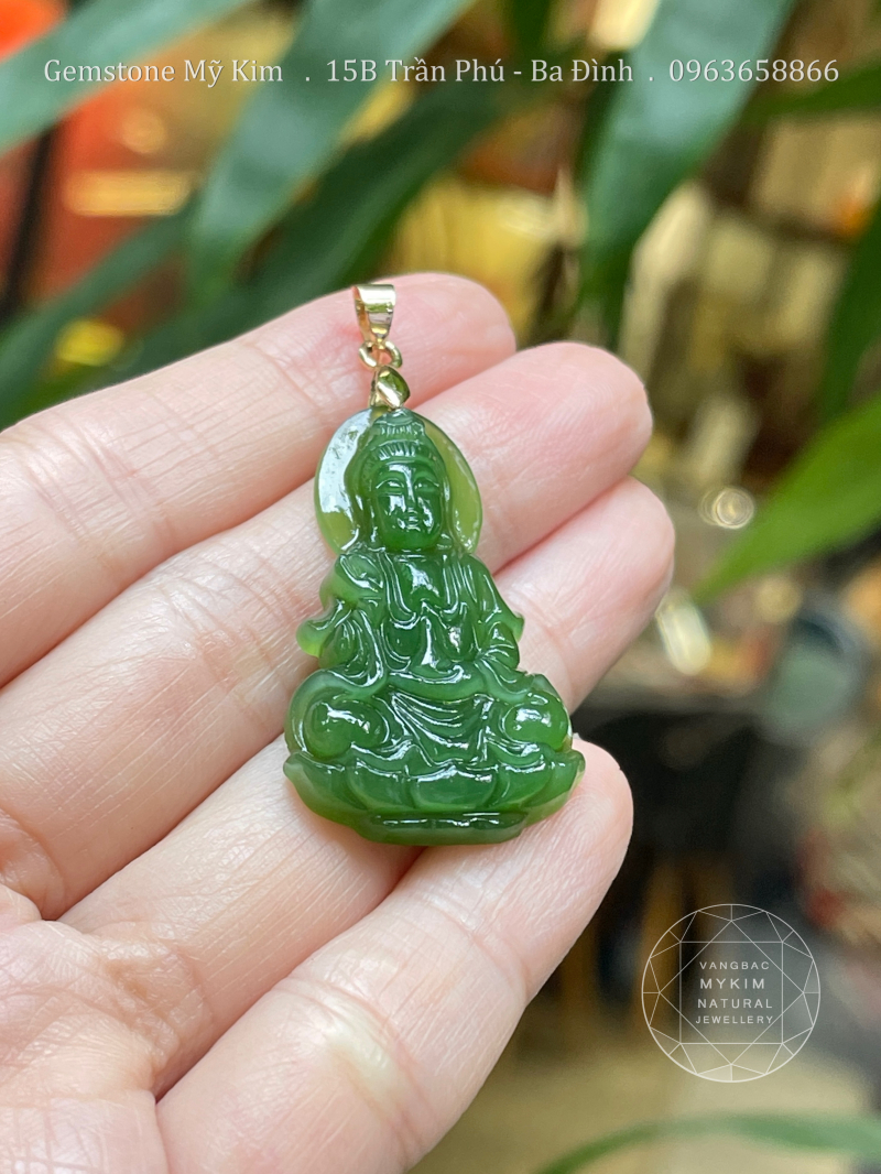 Mặt Dây Phật Bà Quan Âm - Ngọc Bích Nephire