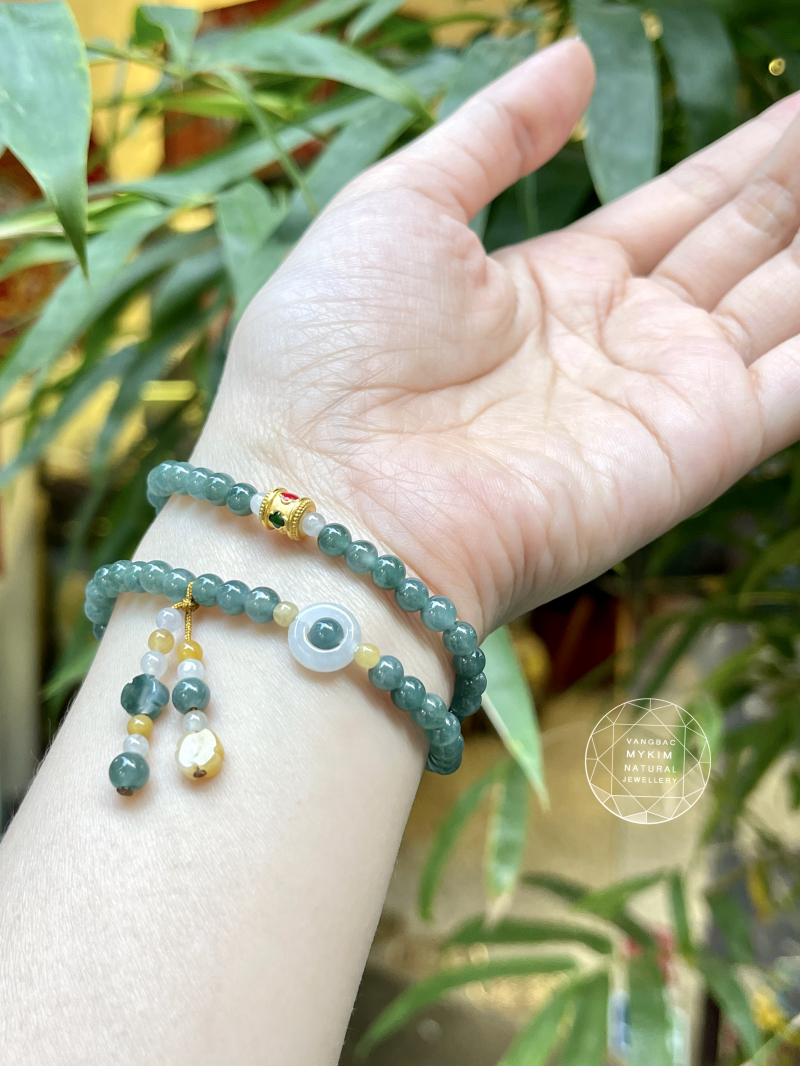 Vòng Lam Ngọc Phỉ Thúy Jadeite VIP – mix Vàng| Trang Sức Thiết Kế Tinh Tế & May Mắn