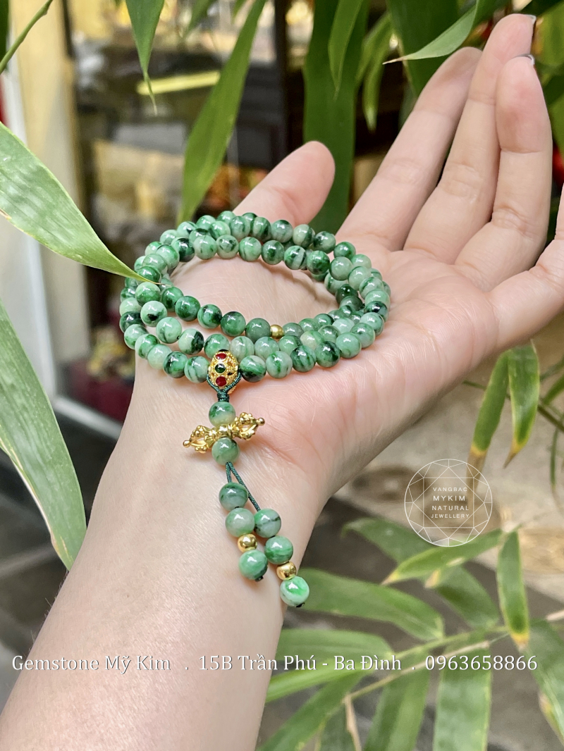 Chuỗi Vòng Ngọc Phỉ Thuý Jadeite VIP - Charm Vàng 24k