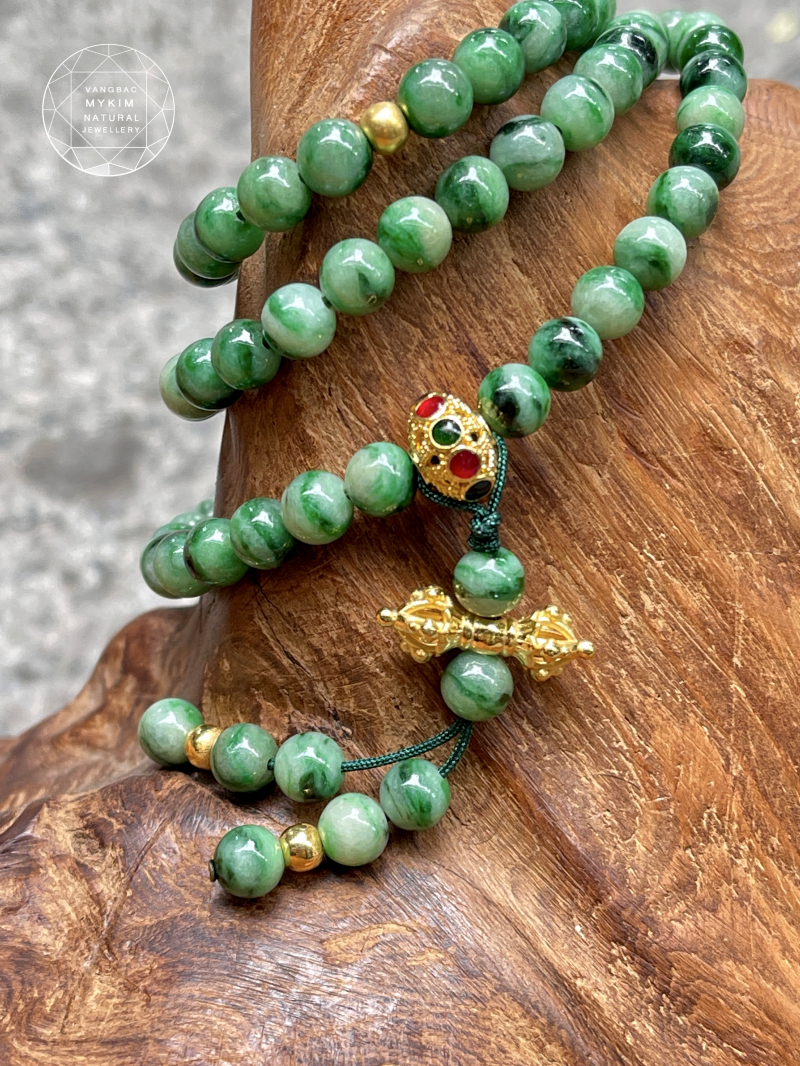 Chuỗi Vòng Ngọc Phỉ Thuý Jadeite VIP - Charm Vàng 24k