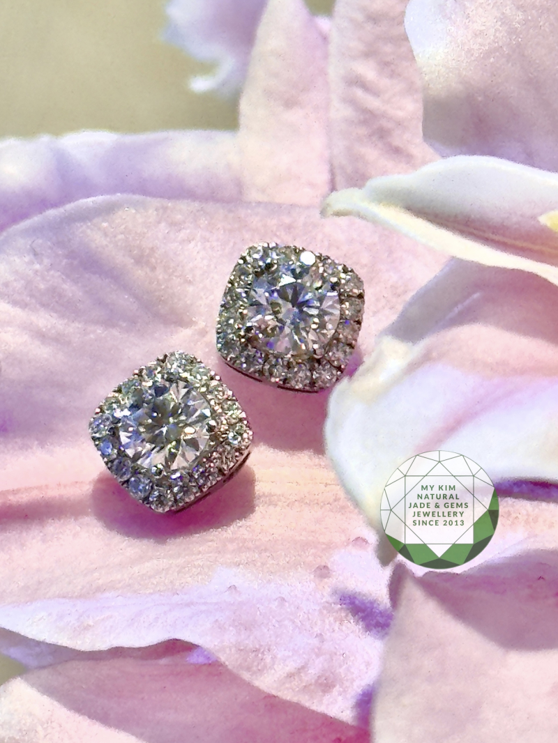 Bông Tai Kim Cương Moissanite - Vàng Trắng 14k