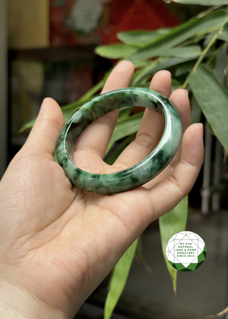 💚 Vòng Bản Ngọc Phỉ Thúy Jadeite Vip A – Bản Hẹ Kèm Kiểm Định