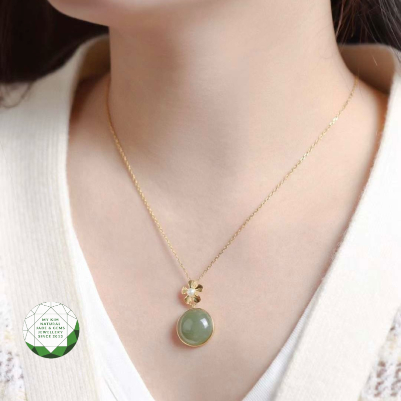 Dây Chuyền Ngọc Hòa Điền - Bạc si vàng cao cấp