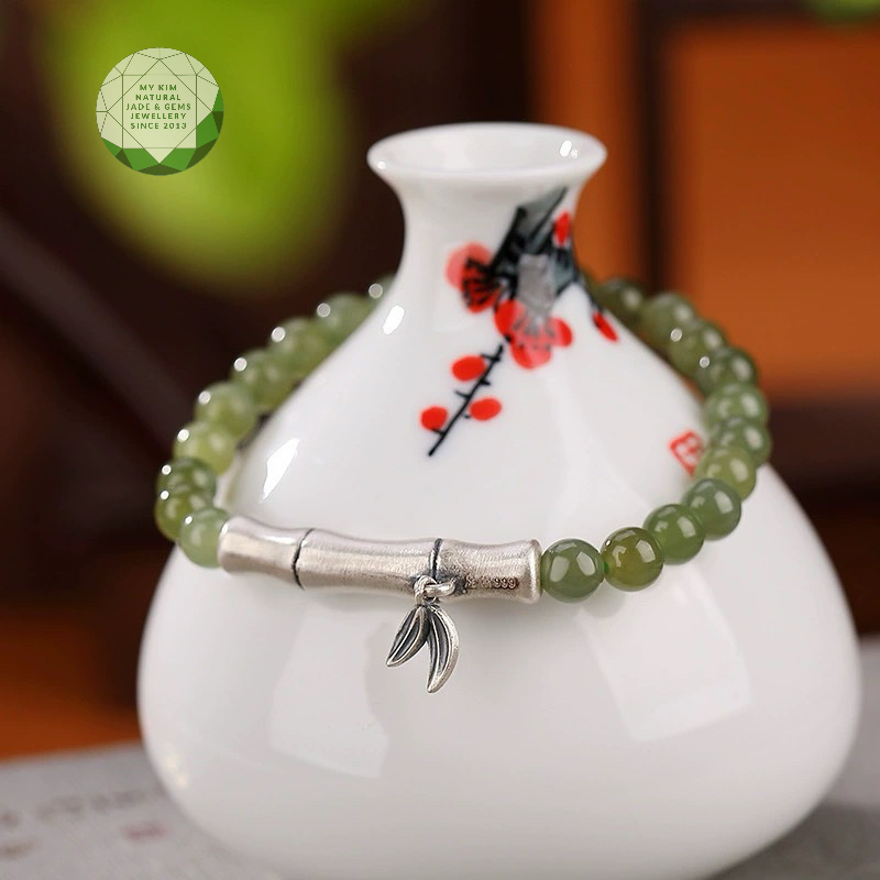Vòng Tay Ngọc Hòa Điền - Thanh Trúc Bạc 925