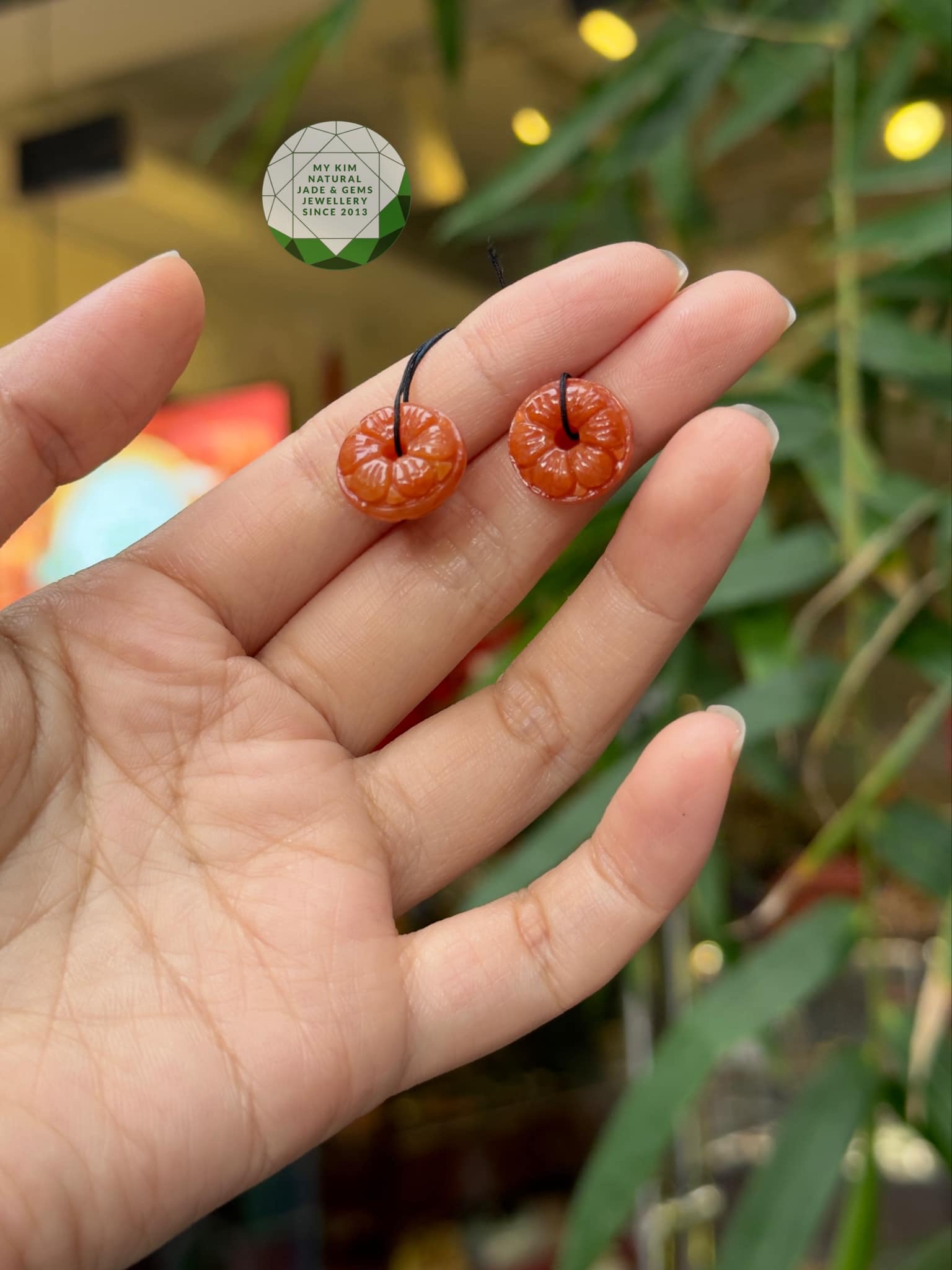 Charm Ngọc Phỉ Thúy Hoàng Huyết - Đồng Điếu Hoa Mai sz nhỏ