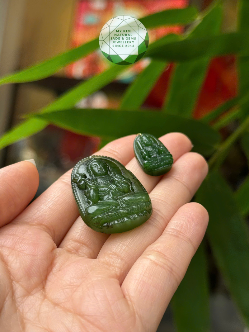 Mặt Phật Bản Mệnh • 🍀 Ngọc Bích Nephrite Jade • Trang Sức Phong Thủy Bình An, Tài Lộc