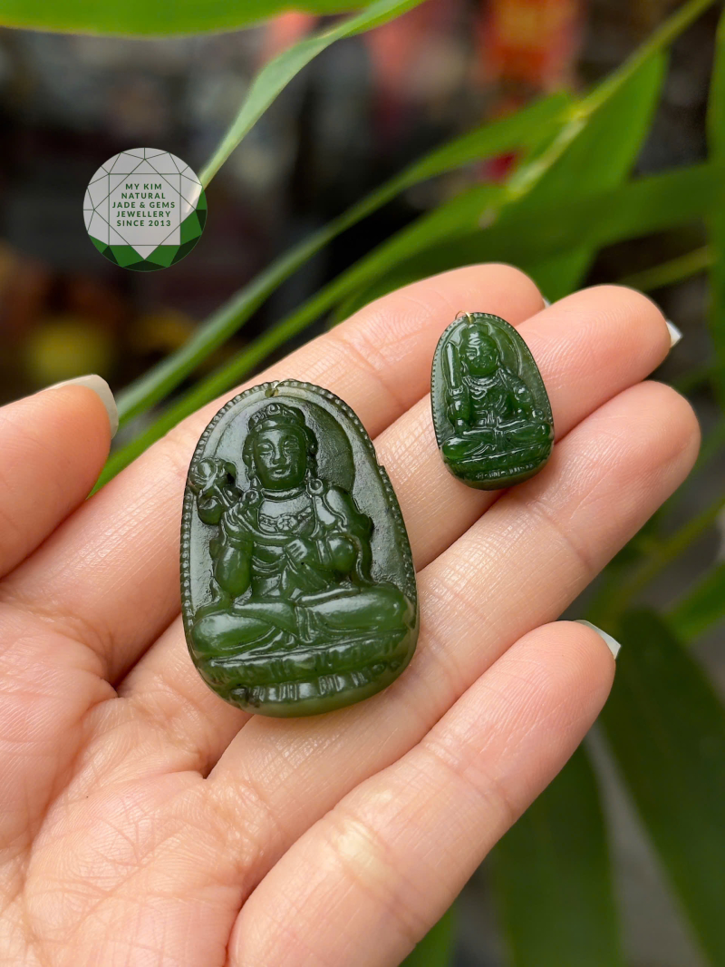 Mặt Phật Bản Mệnh • 🍀 Ngọc Bích Nephrite Jade • Trang Sức Phong Thủy Bình An, Tài Lộc