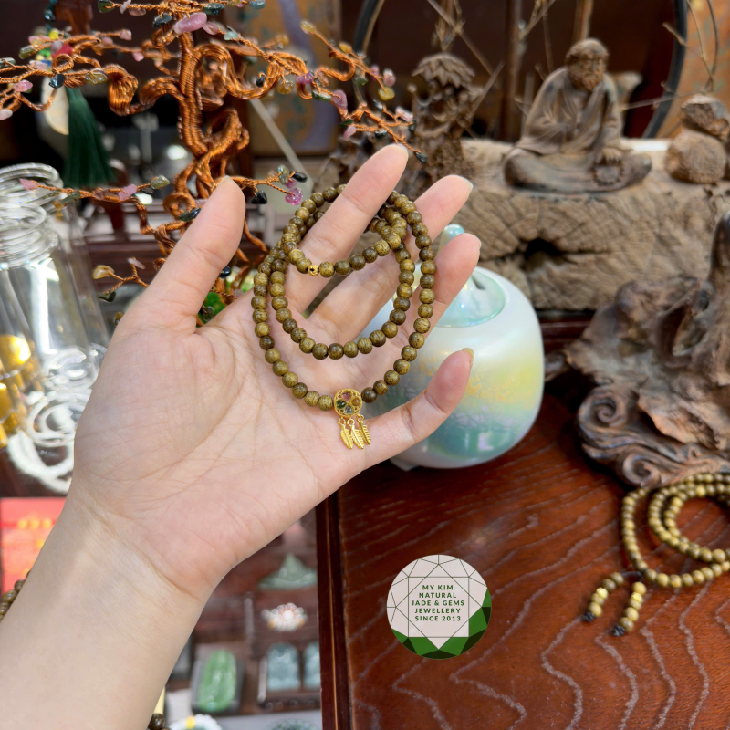 Chuỗi Vòng Trầm Tốc mix PK Bạc si vàng cao cấp - PK Tourmaline Dream Catcher