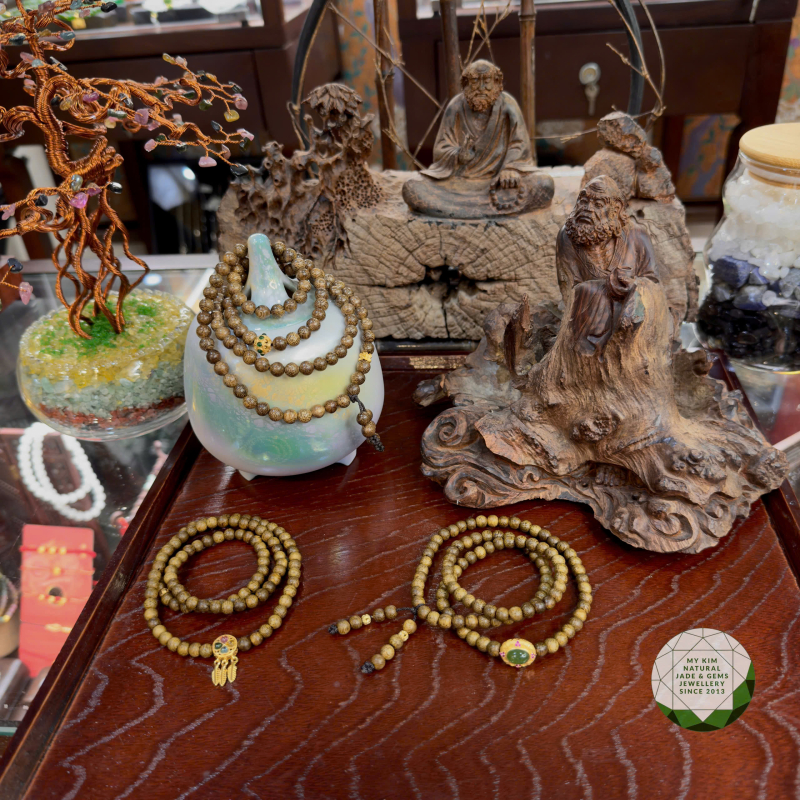 Vòng Trầm Tốc Mix PK Bạc Si Vàng Cao Cấp • 🍀 PK Ngọc Bích Nephrite Jade • Trang Sức Phong Thủy Tài Lộc & Bình An