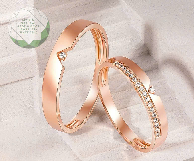 Nhẫn Cưới Vàng Hồng - Vàng 10k - 14k - 18k - MS002