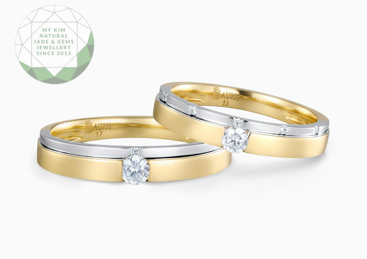 Nhẫn Cưới phối màu Vàng & Vàng Trắng - Vàng 10k - 14k - 18k - MS006