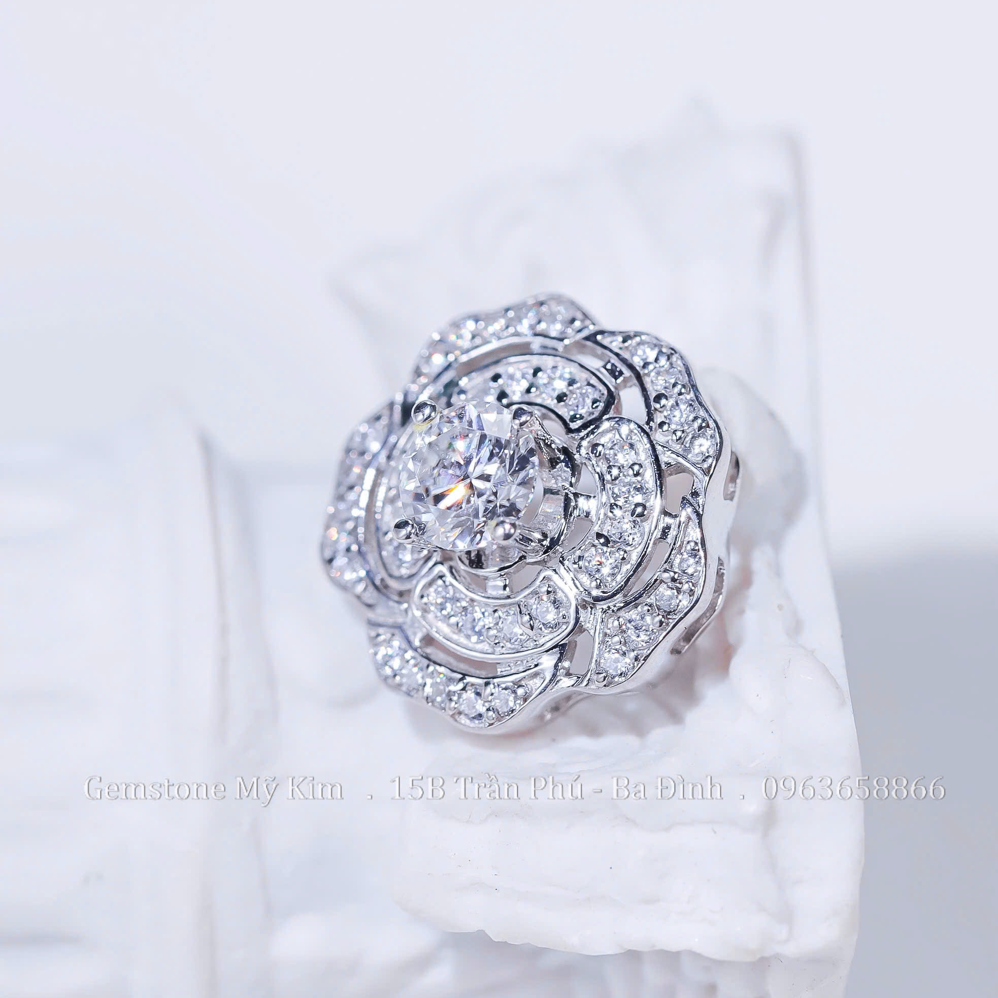 Set Dây Chuyền & Bông Tai Moissanite - Bạc si vàng trắng cao cấp - MS002