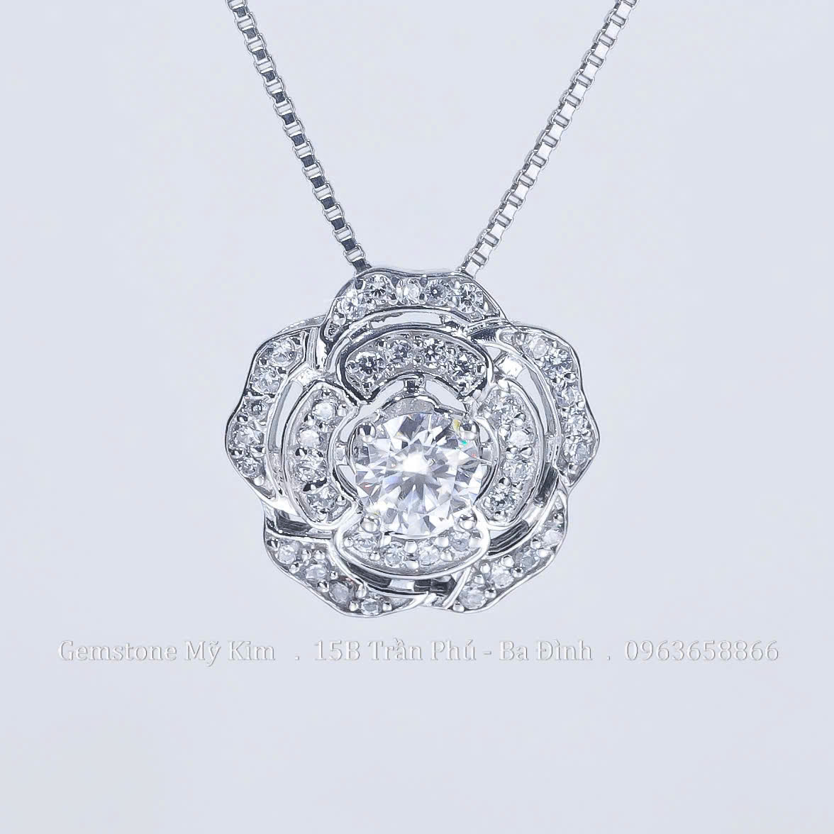 Set Dây Chuyền & Bông Tai Moissanite - Bạc si vàng trắng cao cấp - MS002