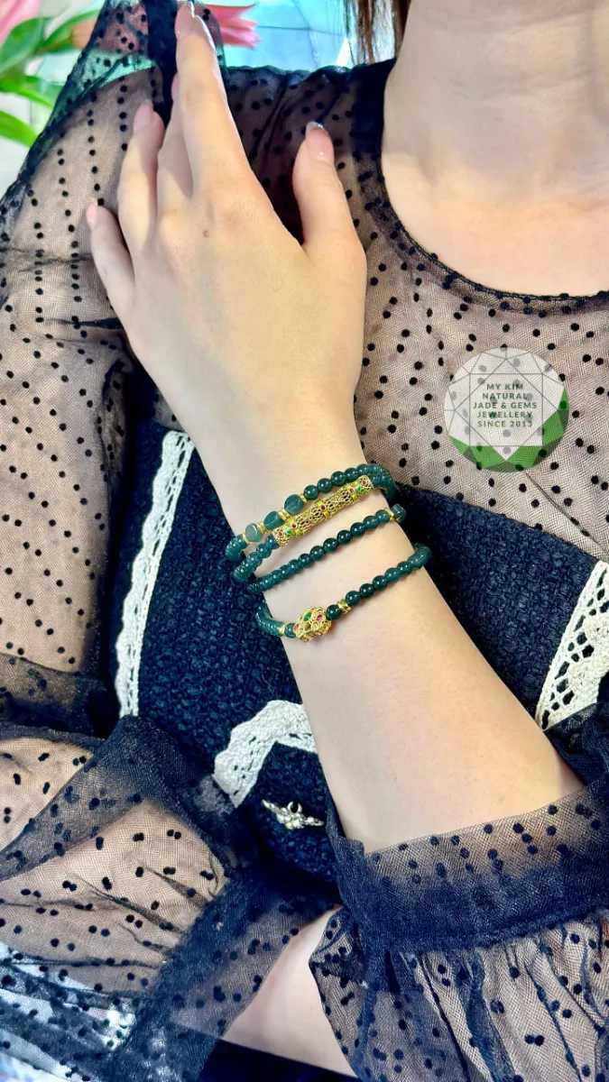 💎 Vòng Lam Ngọc Phỉ Thúy Mix Charm Vàng Khóa Trường Mệnh & Thanh Trúc | Trang Sức Thiết Kế Riêng Biệt