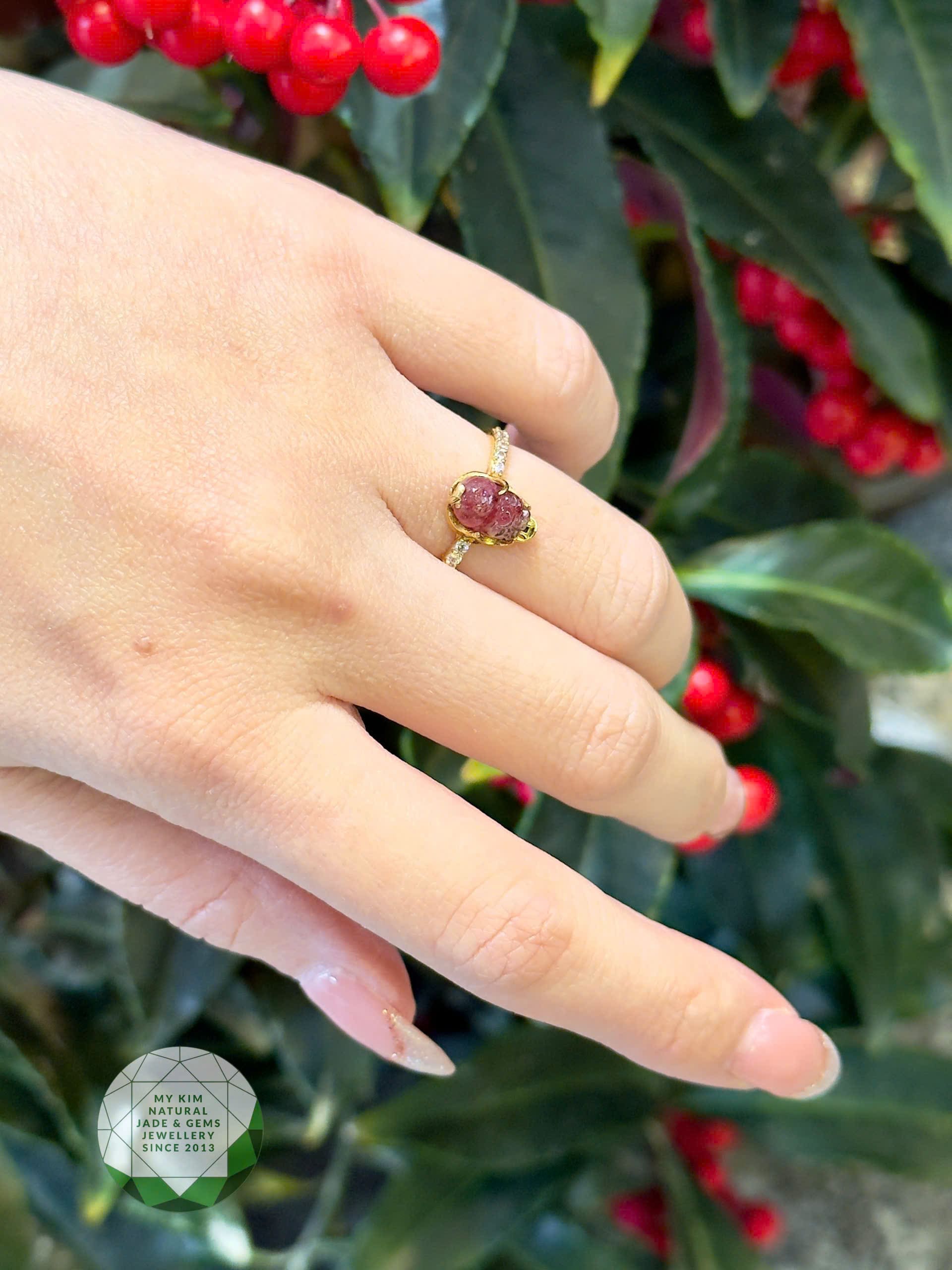Nhẫn Tỳ Hưu Vàng 10k Đá Tourmaline 